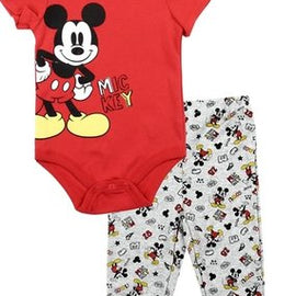 MICKEY MOUSE BOYS NEWBORN 2PC CREEPER PANT SET